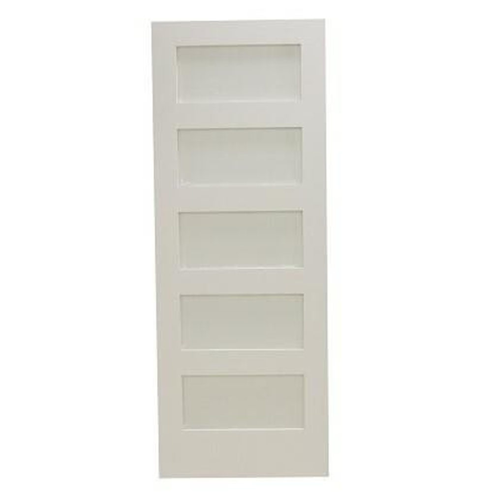 30 in x 80 in Shaker 5-Lite Frost Solid Core Primed MDF Interior Door Slab